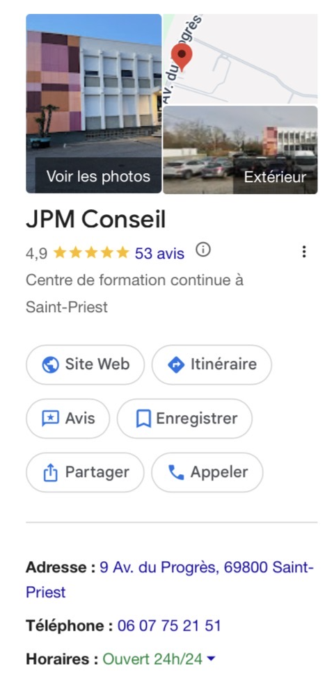 Page Google JPM Conseil